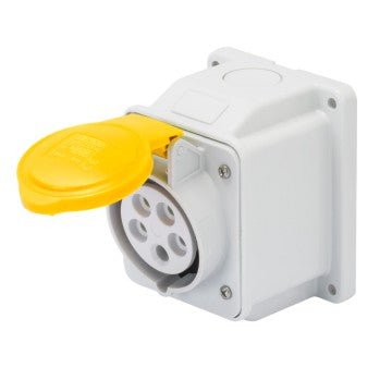 Gewiss GW62412 10°, 32A, 2P+E Angled Surface Mounting Socket 4H Outlet 100-130V - Gewiss - Falcon Electrical UK