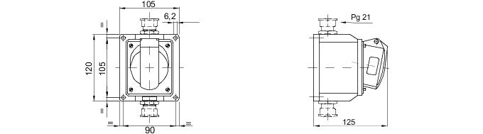 Gewiss GW62412 10°, 32A, 2P+E Angled Surface Mounting Socket 4H Outlet 100-130V - Gewiss - Falcon Electrical UK