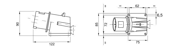 Gewiss GW60409 3P+N+E, 16A, 90° Angled Surface Mounting Inlet 380-415V, 6H - Gewiss - Falcon Electrical UK