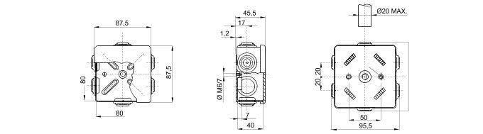 Gewiss GW44003 80mm Square Surf. Mount. Junction Box - Grey - Gewiss - Falcon Electrical UK