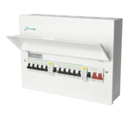 Danson E-MH18433 18 module Cons. Unit with 100A Swi. Disconnector & 2 x 80A 30mA RCDs + 12 MCBs - Danson - Falcon Electrical UK