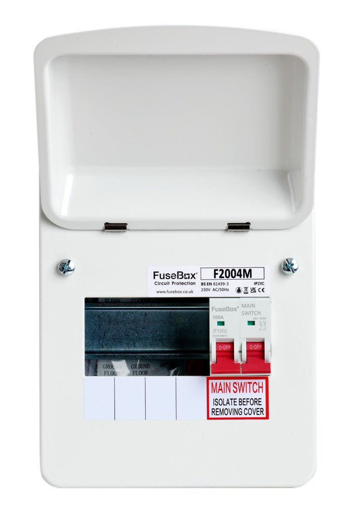 Fusebox F2004M 4-way (100A Main Switch) - Fusebox - Falcon Electrical UK
