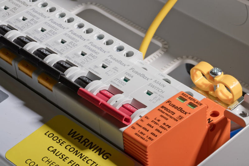 Fusebox F2010MX 10-way Consumer Unit with 100A Isolator + T2 SPD & Tail Clamp - Fusebox - Falcon Electrical UK