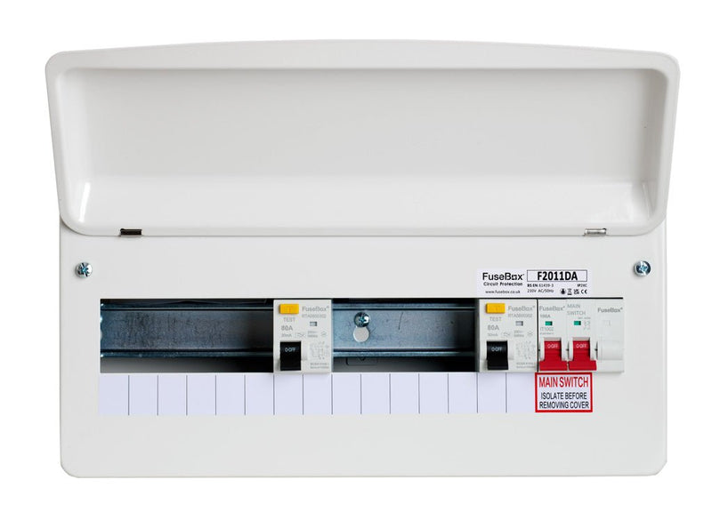 Fusebox F2011DA 7 Way, Dual 80A RCD Consumer Unit (Type A) - Fusebox - Falcon Electrical UK