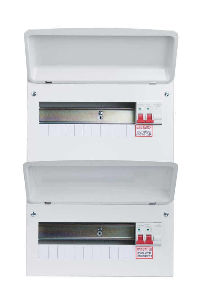 Fusebox F2020MDT 20 Way Consumer Unit (10-10) 2 Ã— 100A Main Switch - Fusebox - Falcon Electrical UK