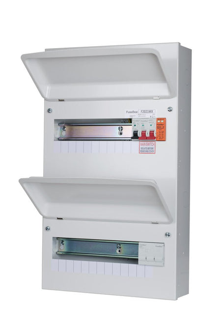 Fusebox F2021MX 21-way Consumer Unit with 100A Isolator + T2 SPD & Tail Clamp - Fusebox - Falcon Electrical UK