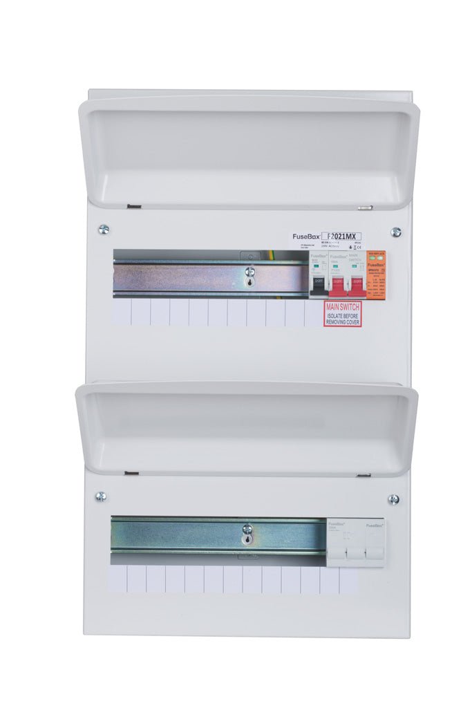 Fusebox F2021MX 21-way Consumer Unit with 100A Isolator + T2 SPD & Tail Clamp - Fusebox - Falcon Electrical UK