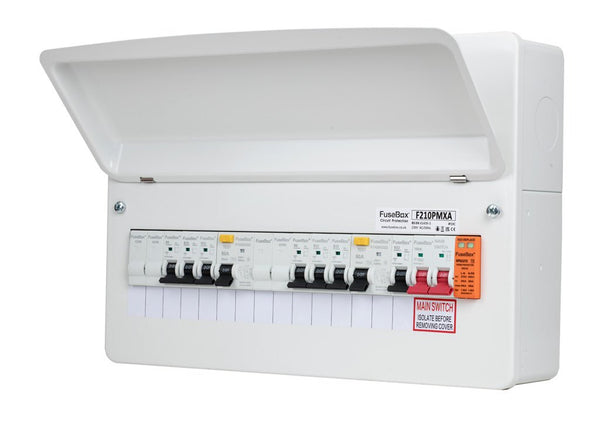 Fusebox F210PMXA 10 WAY (6x MCBâ€™s) SPD T2 (2 Ã— 80A 30mA RCDâ€™s TYPE A) - Fusebox - Falcon Electrical UK