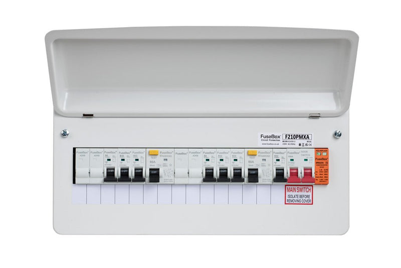 Fusebox F210PMXA 10 WAY (6x MCBâ€™s) SPD T2 (2 Ã— 80A 30mA RCDâ€™s TYPE A) - Fusebox - Falcon Electrical UK