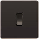 BG FBN12 Screwless Flatplate Black Nickel Single Switch, 10Ax 2 Way - BG - Falcon Electrical UK