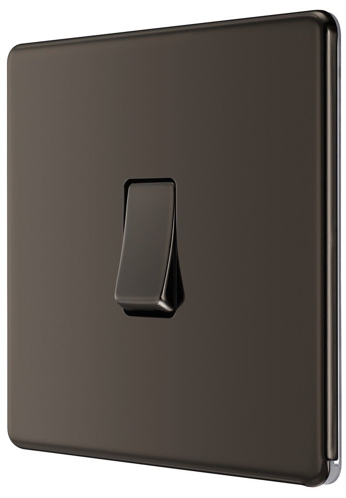 BG FBN12 Screwless Flatplate Black Nickel Single Switch, 10Ax 2 Way - BG - Falcon Electrical UK