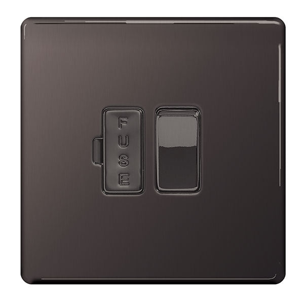 BG FBN50 Screwless Flatplate Black Nickel Switched 13A Fused Connection Unit - BG - Falcon Electrical UK