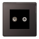 BG FBN65 Screwless Flatplate Black Nickel Co-Axial + Satellite Socket for Tv or FM Aerial Connection - BG - Falcon Electrical UK