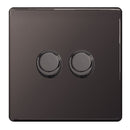BG FBN82 Screwless Flatplate Black Nickel Intelligent 400W Double Dimmer Switch, 2-Way Push On-Off - BG - Falcon Electrical UK