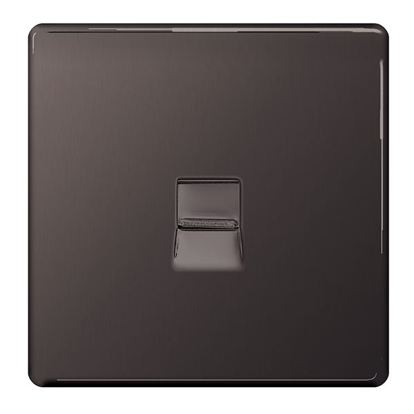 BG FBNBTM1 Screwless Flatplate Black Nickel 1 Gang Master Telephone Socket - BG - Falcon Electrical UK