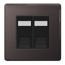 BG FBNRJ452 Screwless Flatplate Black Nickel 2 Gang RJ45 Socket with ID Window - BG - Falcon Electrical UK