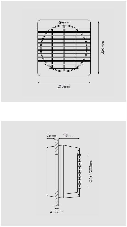 Xpelair GX6 EC Kitchen Fan with Silent Electro-Thermal Shutter