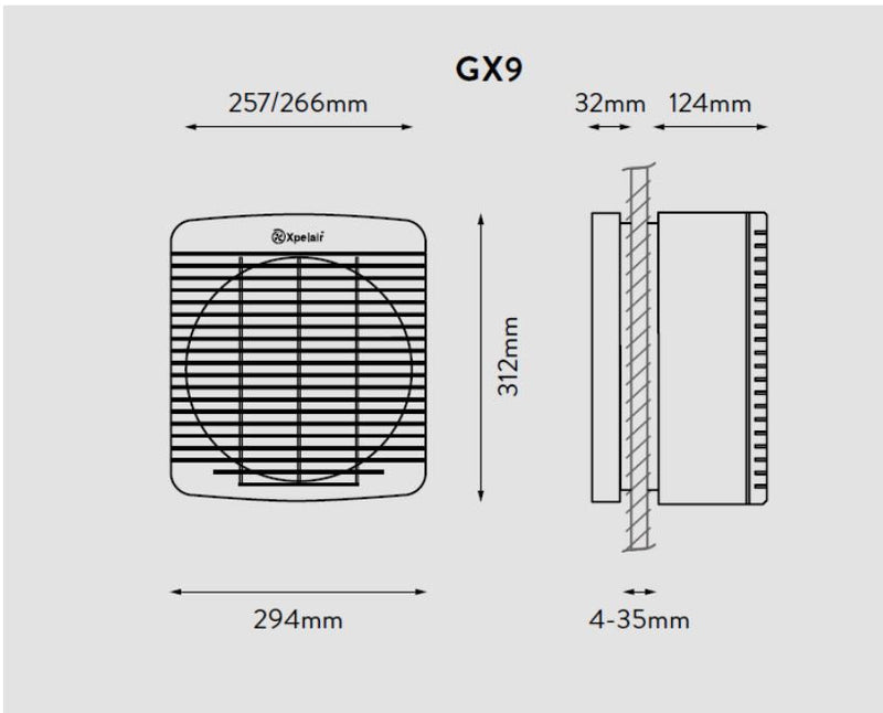 Xpelair GXC9 Commercial AC Fan With Pull Cord
