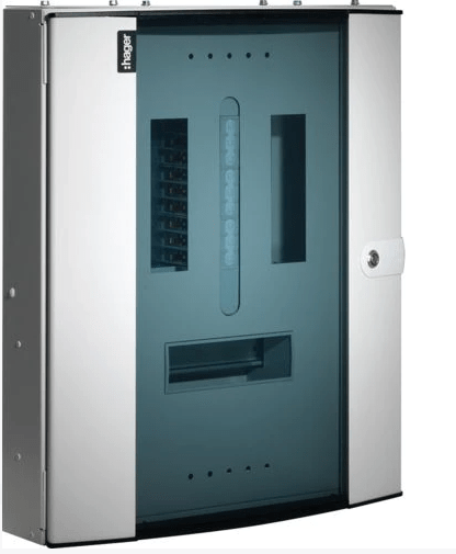 Hager JK104BG 125A 4 Way TPN Board w- Glazed Door - Hager - Falcon Electrical UK