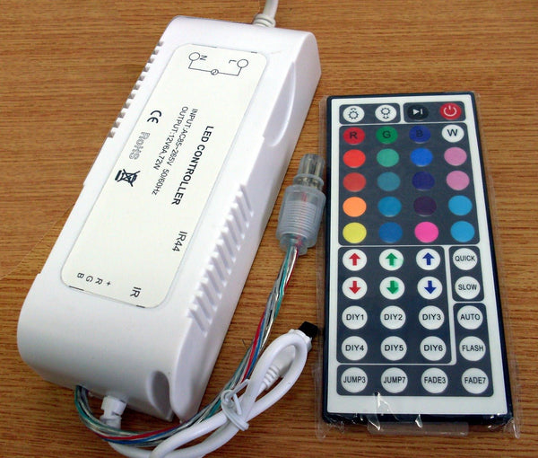 DISABLED All-in-one Power Supply & Remote Controller for LED Strip Lights (IR44 Remote) - Vistalux - Falcon Electrical UK