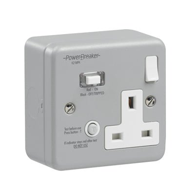 Greenbrook K21MPAPN-C RCD SINGLE SWITCHED SOCKET METALCLAD PASSIVE 30mA - Greenbrook - Falcon Electrical UK