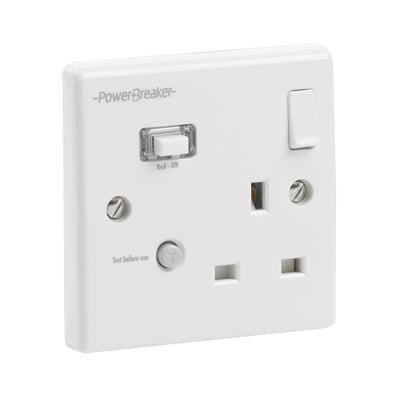 Greenbrook K21WPAPN-C RCD SINGLE SWITCHED SOCKET WHITE PASSIVE 30mA - Greenbrook - Falcon Electrical UK