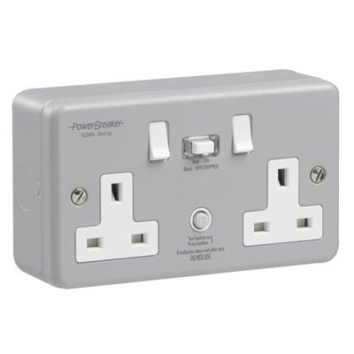 Greenbrook K22MPAPN-C RCD TWIN SWITCHED SOCKET METALCLAD PASSIVE 30mA - Greenbrook - Falcon Electrical UK