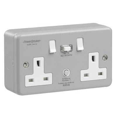 Greenbrook K22MPAPN-C RCD TWIN SWITCHED SOCKET METALCLAD PASSIVE 30mA - Greenbrook - Falcon Electrical UK