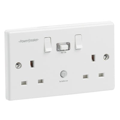 Greenbrook K22WPAPN-C RCD TWIN SWITCHED SOCKET WHITE PASSIVE 30mA - Greenbrook - Falcon Electrical UK