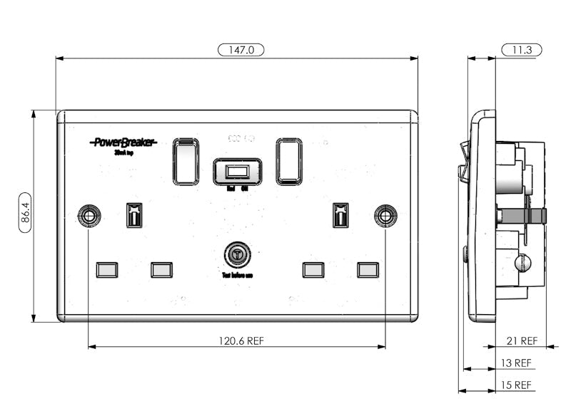 Greenbrook K22WPAPN-C RCD TWIN SWITCHED SOCKET WHITE PASSIVE 30mA - Greenbrook - Falcon Electrical UK