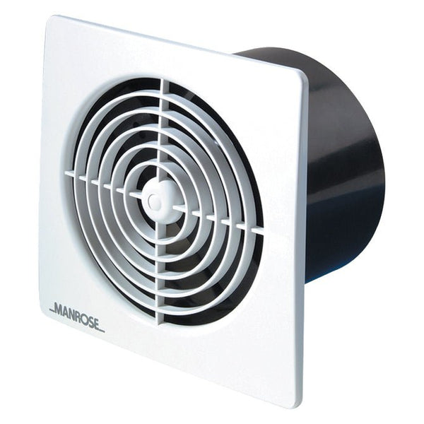 Manrose LP100STC - Lo Profile - 100mm square bathroom fan - timer - chrome - Manrose - Falcon Electrical UK