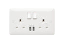 MK Base 13A 2G DP Switched Socket with USB Port (MB24344WHI)