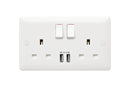 MK Base 13A 2G SP Switched Socket with USB Port (MB24345WHI)