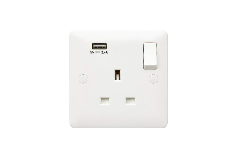 MK Base 13A 1G DP Switched Socket with USB Port (MB24354WHI)