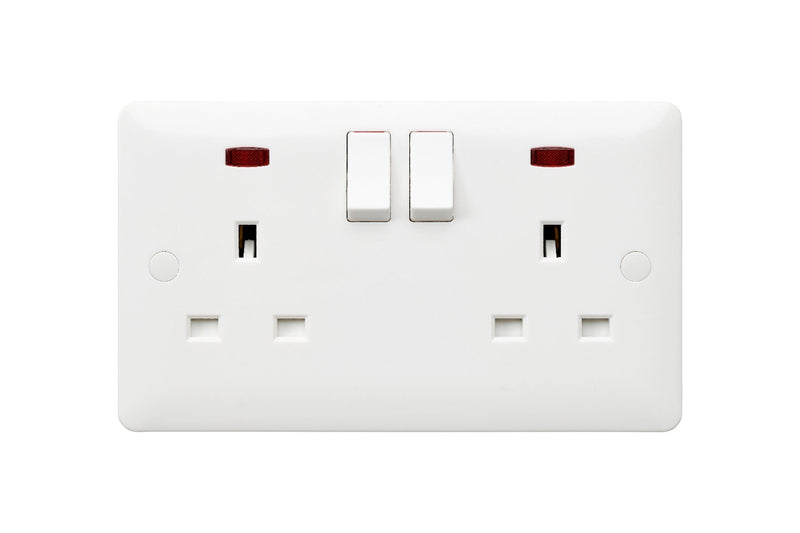 MK Base 13A 2G DP Switched Socket with Neon (MB2647DPWHI)