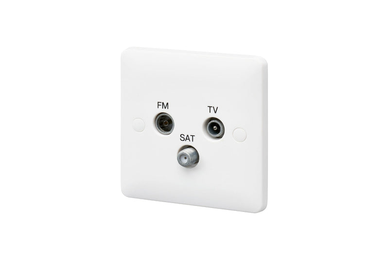 MK Base 1G Triple Outlet TV-FM-SAT Tripflexer (MB3553WHI)