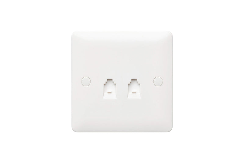 MK Base 1G DOUBLE RJ11 4 Wire Telephone Socket (MB418WHI)
