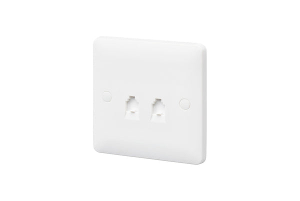 MK Base 1G DOUBLE RJ11 4 Wire Telephone Socket (MB418WHI)