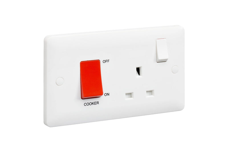 MK Base 45A DP Switch & 13A DP Switched Socket (MB5060WHI)