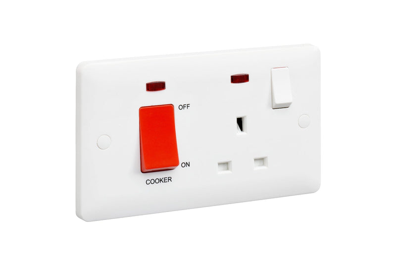 MK Base 45A DP Switch & 13A DP Switched SKT Neon (MB5061WHI)