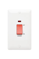 MK Base 45A 2G DP Switch with Neon - Cooker (MB5215NCWHI) - MK - Falcon Electrical UK