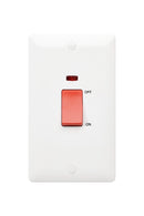 MK Base 45A 2G DP Switch with Neon (2G Portrait) (MB5215NWHI) - MK - Falcon Electrical UK