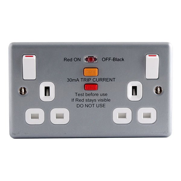 BG MC522RCD Metal Clad 13A Double Switched, RCD Socket - BG - Falcon Electrical UK