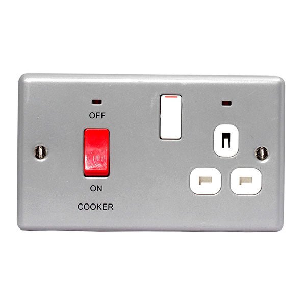 BG MC570 Metal Clad 45A Cooker Switch w- 13A Socket & Neon DP - BG - Falcon Electrical UK