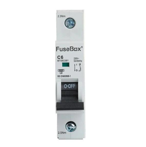 Fusebox MT06C061 6A 6kA 1 pole C Curve MCB - Fusebox - Falcon Electrical UK