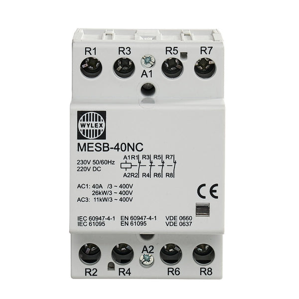 Wylex MESB-40NC 40A Contactor 4 Pole 3 Module (Normally Closed) - Wylex - Falcon Electrical UK