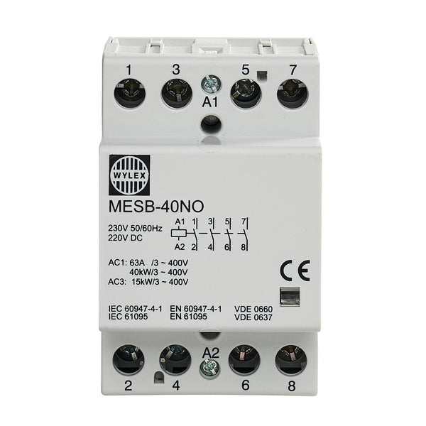 Wylex MESB-40NO 40A Contactor 4 Pole 3 Module (Normally Open) - Wylex - Falcon Electrical UK