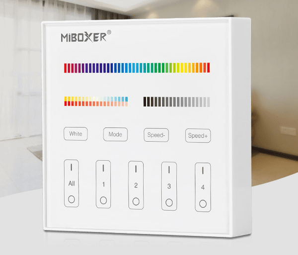 4-Zone Wall Panel Remote (RGB+CCT) (ML-B4) - MiLight - Falcon Electrical UK