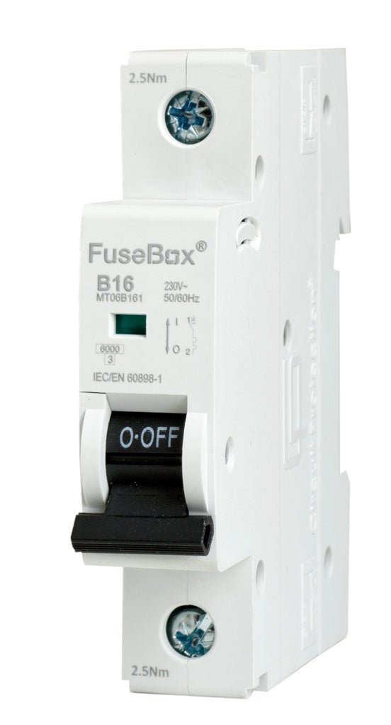 Fusebox MT06B161 16A 6kA 1 pole B CURVE MCB - Fusebox - Falcon Electrical UK