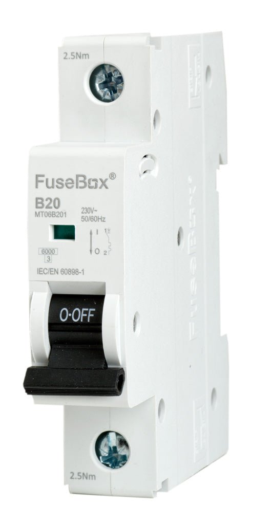 Fusebox MT06B201 20A 6kA 1 pole B CURVE MCB - Fusebox - Falcon Electrical UK